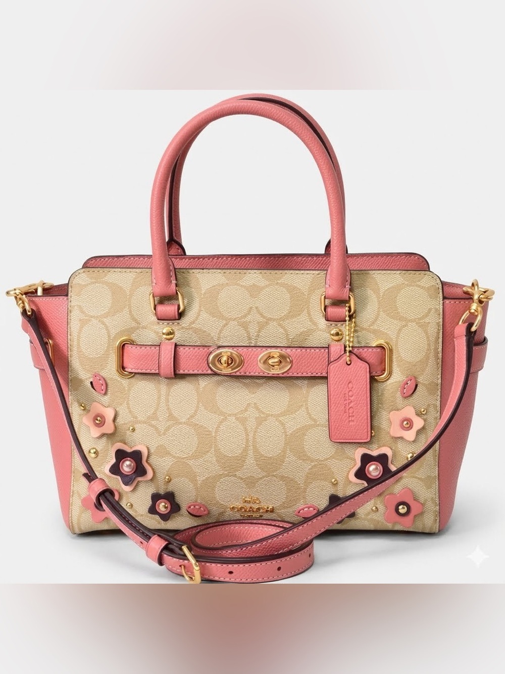 NEW! RARE Coach Blake Carryall 25 in Floral Appliqué Purses Bag Designer Womens